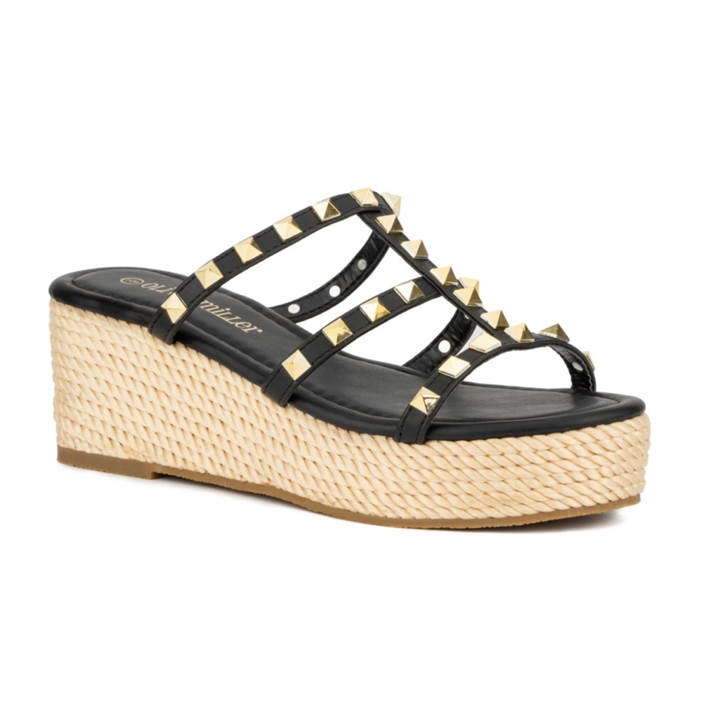 Olivia Miller Silver Sands Women's Espadrille Wedge Sandals.